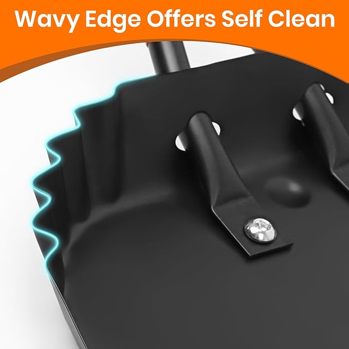 (2PK) Metal Dust Pans Heavy Duty, 12” Outdoor Dustpan with Rubber Handheld Handle, Large Shovel Wide Scooopers for Garage Shop Fireplace Commercial Uses