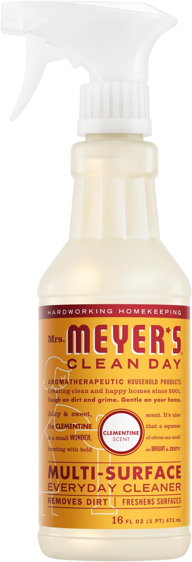 Mrs. MEYER'S CLEAN DAY Multi-Surface Everyday Cleaner, Clementine Scent, 16 Fl Oz Bottle