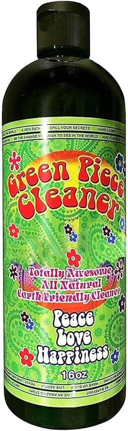 Green Piece® Glass Cleaner 1 Bottle-16 oz (Made in USA) - With Set of 3 Silicone Plugs, All Natural Earth Friendly Multi-purpose Cleaner for Metal, Ceramic, Water Pipe