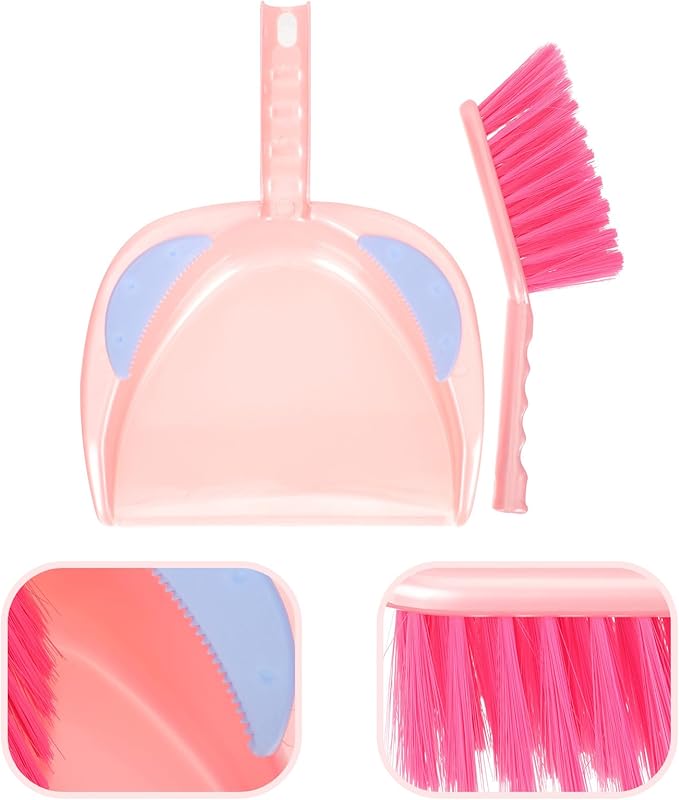 Homoyoyo Mini Broom and Dustpan Set for Household Cleaning, Small Red Desktop Sweeping Kit with Brush, Multi-Function Portable Cleaning Accessory for Pet Hair and Tabletop Use