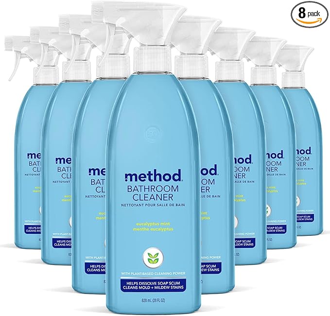 Method Bathroom Cleaner, Removes Mold + Mildew Stains, Eucalyptus Mint, 28 Fl Oz (Pack of 8)