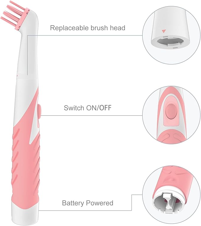 Electric Brush with 4-in-1 Multiple Brush Heads, Cordless Motorized Cleaning Brush for Bathroom, Toilet, Kitchen, Tile, Crevice