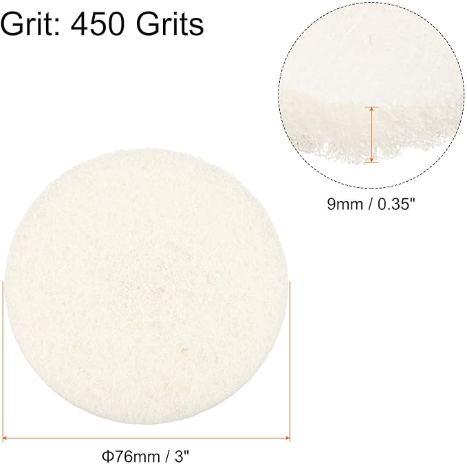 HARFINGTON 12pcs Scrubber Scouring Pads 450 Grits 3 Inch Drill Power Brush Hoop and Loop Surface Conditioning Disc Drill Scuffing Disc Scrub Pads for Home Kitchen Cleaning, White