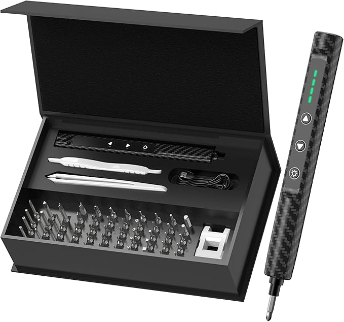 56 in 1 Precision Mini Electric Screwdriver Set, Cordless & Rechargeable Kit with 52 S2 Magnetic Bits for Electronics Repair, Phone, Laptop, Glasses, PC Building