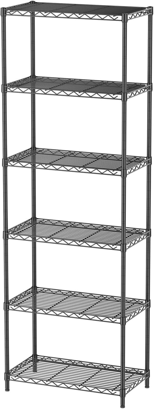 Golpart 6 Tier Adjustable Storage Shelves,Heavy Duty Metal Utility Shelf 900LBS Capacity,Wire Shelving Unit Organizer Rack for Home,Kitchen,Office,Bathroom,Pantry Room,12" D x 22" W x 69" H,Black
