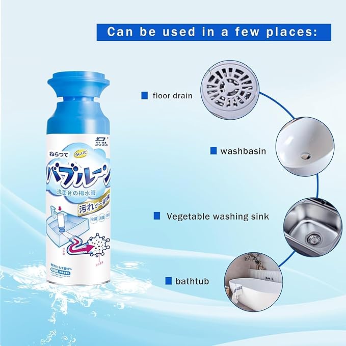 Drain Foam Cleaner, Sink Drain Cleaner, Foam Drain Cleaner, Hair Drain Clog Remover, Foaming Drain Cleaner for Kitchen Drain, Sinks, Tubs (1-Pack, 1, Count)