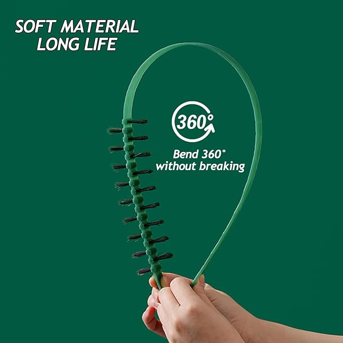 3 Pack Washing Machine Cleaning Brush, Crevice Brush & Drum Washing Machine Cleaner - Long Coil Brushes with Stiff Bristles (3Pcs Green)
