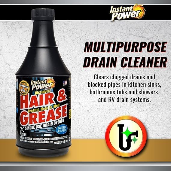 Instant Power Hair & Grease Liquid Drain Opener 20 oz. - Total Qty: 6