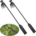 2pack Weed Puller Tool,Garden Weed Tool,Portable Garden Weeder Tool,Uprooting Weeding Tool,4 Teeth Manganese Steel,Forged Hand Weeder for Vegetable Garden Backyard Farm Planting Weeding(Painted Black)