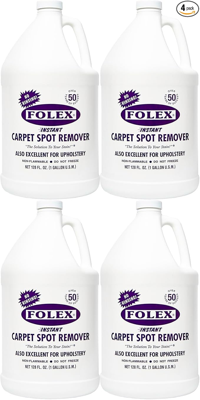 FOLEX 128 oz Instant Carpet Spot Remover Carpet Cleaner Gallon Refill - Removes Pet Accidents, Grease, Red Wine and More - 4 Pack