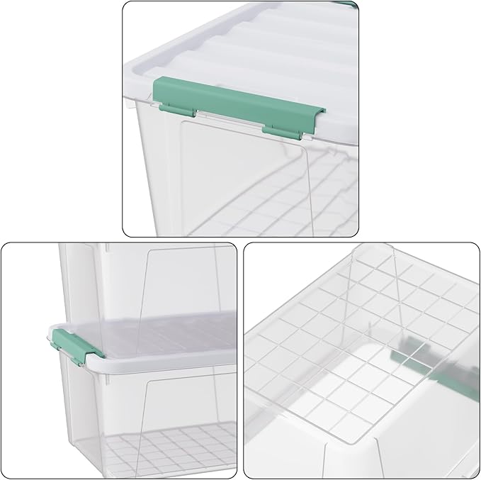 6-Pack 20 Quart Plastic Storage Latch Box with Lid, Clear Stackable Storage Container Bins
