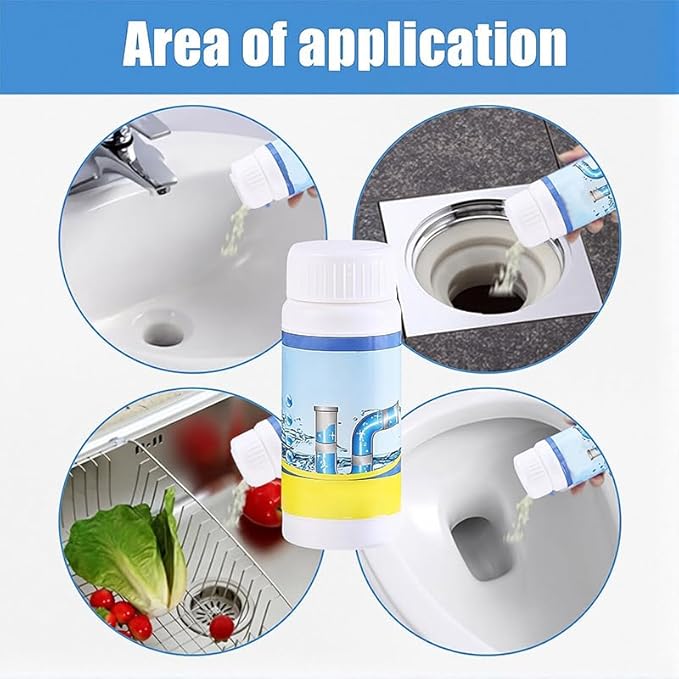 Foaming Sink & Drain Cleaner Powder, 2026 Upgraded Fast-Acting Pipe Declogger for Kitchen Bathroom Shower Toilet, Powerful Rapid Foam Drain Opener for Hair Grease & Odor Removal (2pcs)