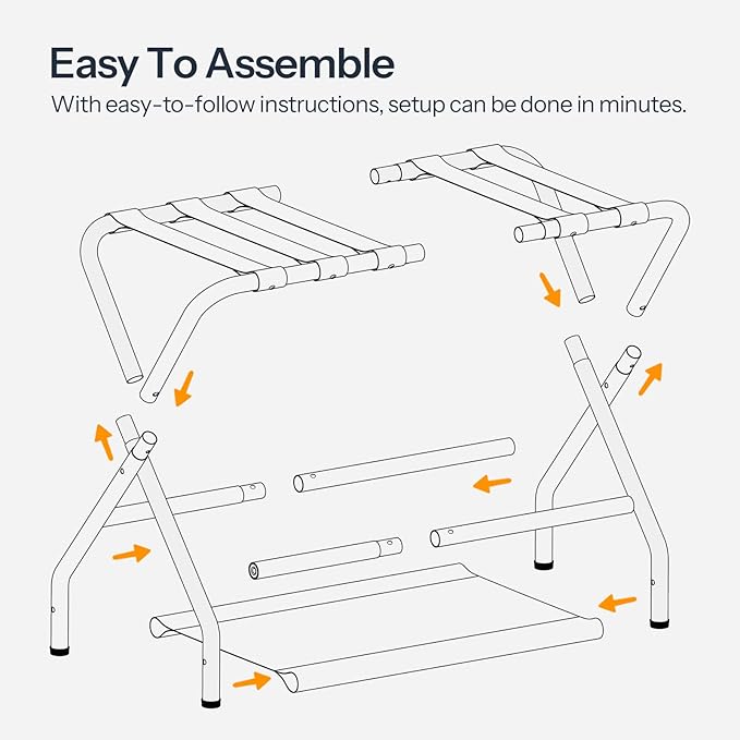 HOOBRO Luggage Rack, Pack of 2, Folding Suitcase Stand with Fabric Storage Shelf for Guest Room, Bedroom, Hotel, Holds up to 100 lb, 27 x 15.3 x 22 Inches, Space Saving, Gray GY04XLP201