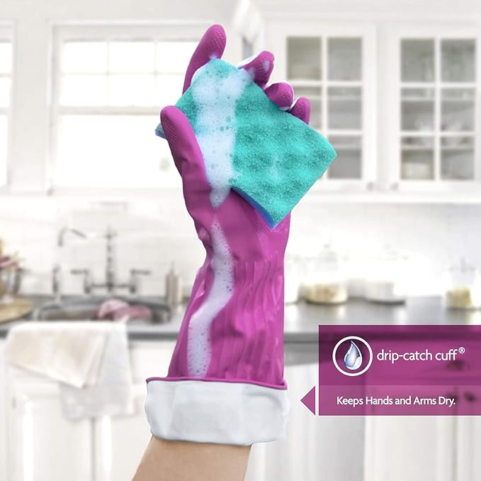 PLAYTEX Living Reuseable Rubber Cleaning Gloves Medium, Premium Protection Reusable Household Gloves (Pack of 10)