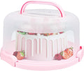 Cake Carrier with Lid and Handle, Fit 10’’ Cake Stand with Lid, Cake Transport Storage Container, Cake Containers Cover Stand with Lids, 3 Secure Side Closures (Pink)