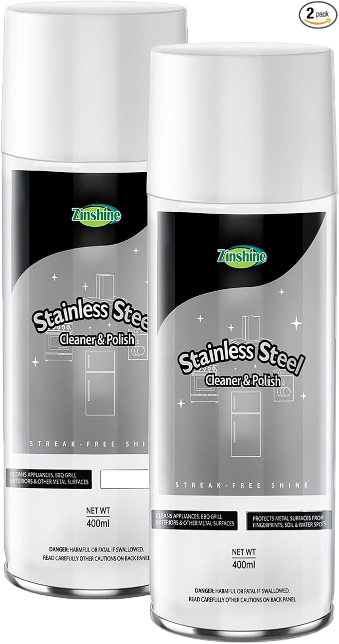 Stainless Steel Cleaner Spray, Sink Cleaner, Kitchen Appliance Cleaner, Fingerprint and Residue Remover for Kitchen Appliance, Refrigerator, Sink and Microwave(Pack of 2)