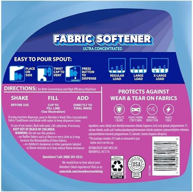 Liquid Fabric Softener, Spring Flowers, 251 loads, 170 fl. oz.