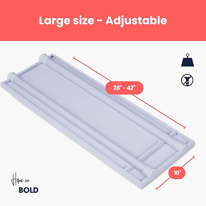 Home in Bold Tension Rod Shelving Expandable Closet Tension Shelf Storage Rack - No Drill Cabinet Tension Rod Shelf for Closet No-Slip | Shelves for Cabinet (NO Screw Installation)