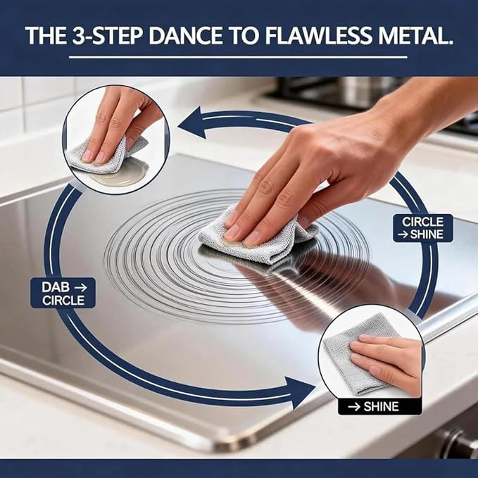 Stainless Steel Scratch Remover Kit, 50% Faster 3-Step Metal Repair and Polishing Paste for Kitchen Sink, Fridge, Oven and Appliances, All-Purpose Stainless Steel Restorer Lasting Protection (1Pcs)