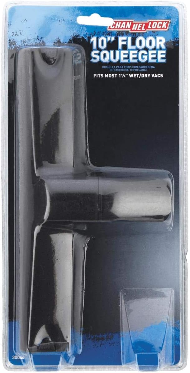 Channellock Floor Squeegee Vacuum Nozzle - 10 in Shop Vac Squeegee Attachment - 1 Unit