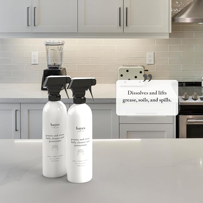 Bayes Granite and Stone Daily Cleaner and Protectant - Cleans, Shines, and Protects - For Granite, Quartz, Marble, Tile, and Stone Surfaces - 16 oz, 6 Pack