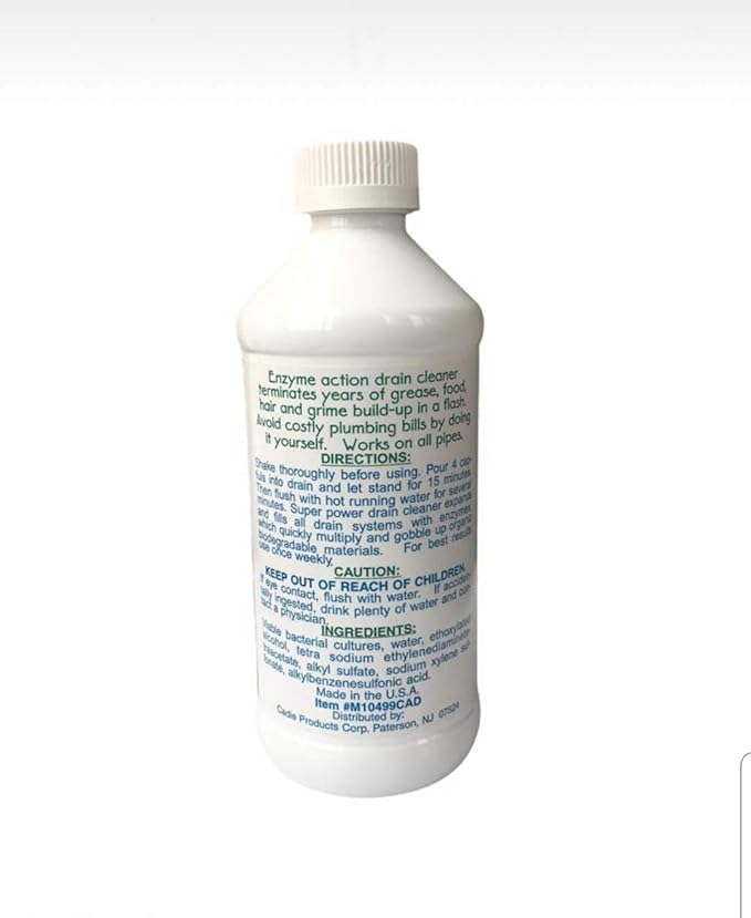 Drain Cleaner with Enzymes - Instant Clog Remover for Household or Commercial Space | Powerful Liquid Declogging Removes Grease, Hair, Food or Grime Buildup | Kitchen and Toilet Sink Opener | 1 Bottle