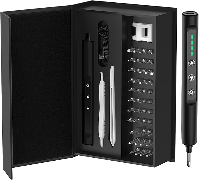 Mini Electric Screwdriver Set, 56 in 1 Cordless & Rechargeable Precision Kit with 52 S2 Magnetic Bits for Electronics, Phone, Laptop, Glasses, PC Repair