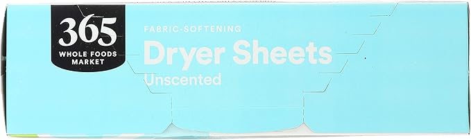 365 by Whole Foods Market Dryer Sheets Fabric Softener, Unscented | 80 Count | Pack of 2