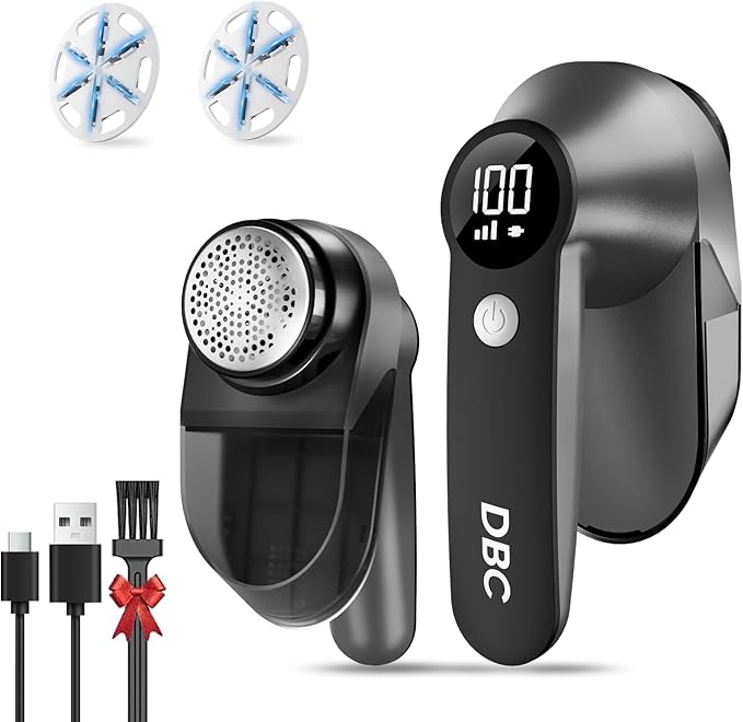 DBC Rechargeable Fabric Shaver,3-Speed Lint Remover for Clothes LED Display, 15000r/Min Powerful Motor, Large Shaving Head Lint Shaver for Clothes, 6-Leaf Blades, Lint Ball, Furniture, Fuzz