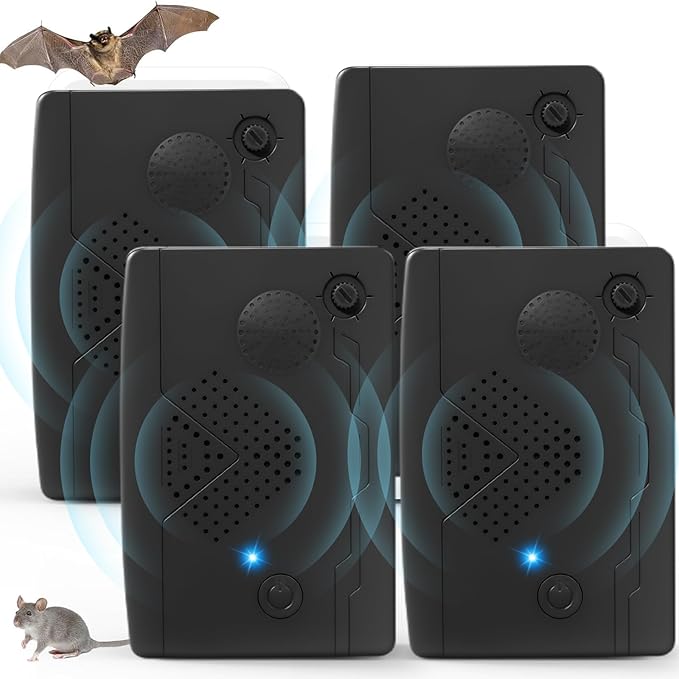 Bat Deterrent Devices,Bat Repellent for Attic,Rechargeable Bird Repellent,Porch & House | Bats Removal Do It Yourself for Indoor & Outdoor | Friendly to Human & Pet (2, Black)