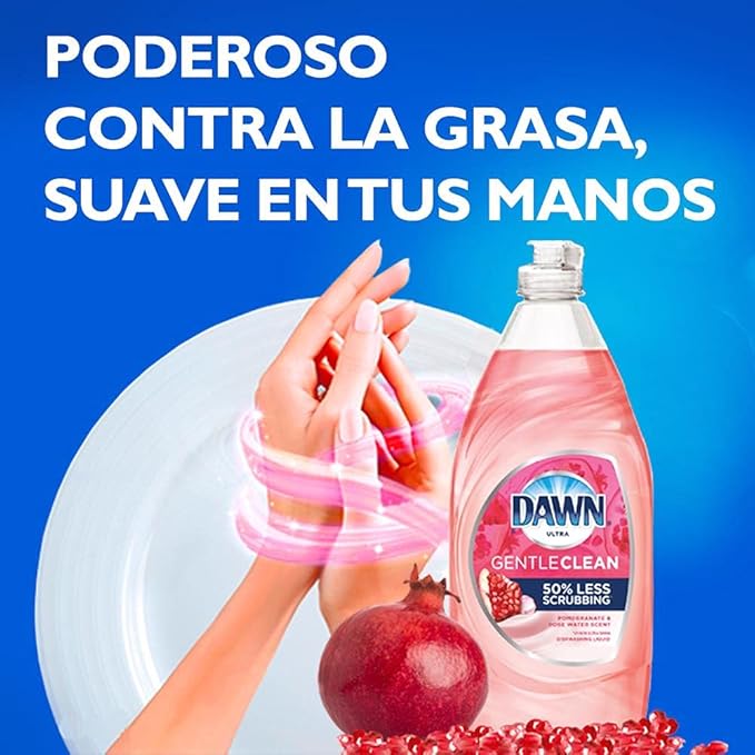 Dawn Ultra Gentle Clean 2x Grease Cleaning Power Dish washing Liquid, Pomegranate Rosewater Scent 16.2 oz