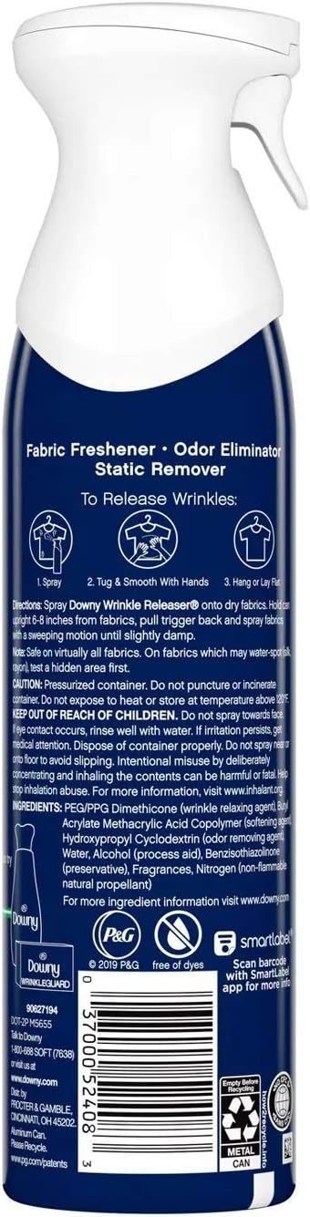 Downy Wrinkle Releaser Fabric Spray - Fresh Scent - Net Wt. 9.7 OZ (275 g) Per Can - Pack of 2 Cans