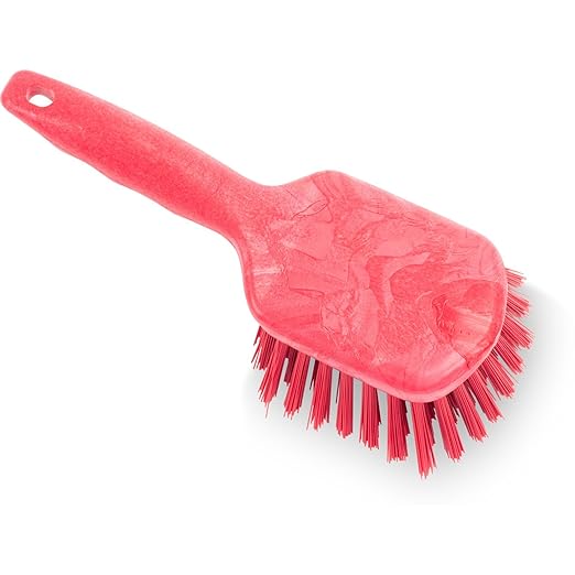 SPARTA 40541EC05 Plastic Scrub Brush, Utility Brush, Kitchen Brush With Hanging Hole For Cleaning, 8 Inches, Red, (Pack of 6)