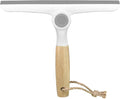 NBGYTECH Window Squeegee Household Cleaning Scraper Handheld Squeegee for Shower Glass Door Mirror Car Windshield (White Bamboo Handle)