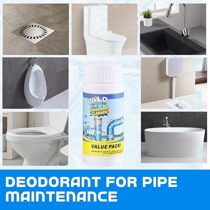 Acssart Drain Cleaner, 2025 New Acssart Sink and Drain Cleaner, Multi-functional Sink and Drains Cleaner Powder Foam Cleaning, Powerful Pipe Dredging Agent for Home Kitchen Toilet (3PCS)