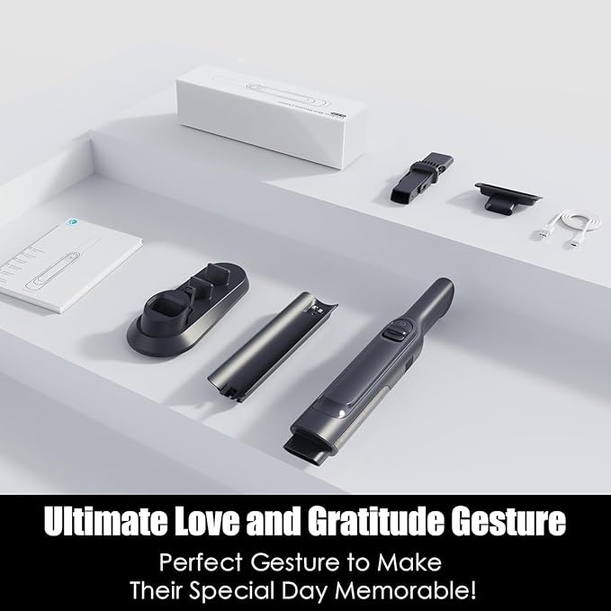 Handheld Vacuum Cordless, Lightweight 1.4lb with Powerful Suction, Charging Dock, Single Touch Empty and Detachable Dust Cup, Portable Mini Car Vac for Home Office and Pet Hair (Premium Grey)