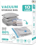 10 Pack Large Space Saver Vacuum Storage Bags Large Seal Bags for Bedding Compression Bags for Travel Comforters Blankets Bedding Pillows Luggage Hand Pump Included