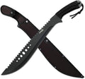 Jungle Master–Machete with Reverse Serrations–Black Stainless Steel Blade w/ Reverse Serrations,Full Tang,Cord Wrapped Handle,Nylon Sheath,Outdoor,Hunt,Camp,Hike,Survival,JM-031B 21-Inch Overall