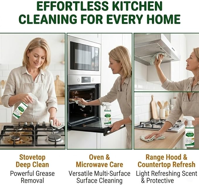 Multifunctional Kitchen Appliance Cleaner Spray Pro Powerful Grease Stain Removal Invisible Protective Layer Effortless Scrub Free Versatile Whole Home Use Light Refreshing Scent 4oz(3Pcs)