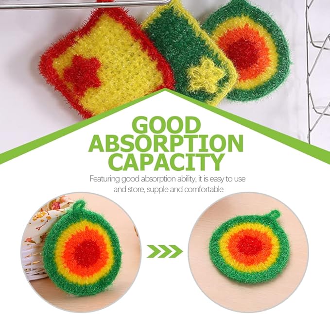 5Pcs Dish Sponge Cleaning Scrubber, 6.3in Round Polyester Dishwashing Swedish Sponges Cloth, Non Scratch and Odorless, Reusable Foam Cleaning Cloths, Hangable Kitchen Housework Scouring Pad
