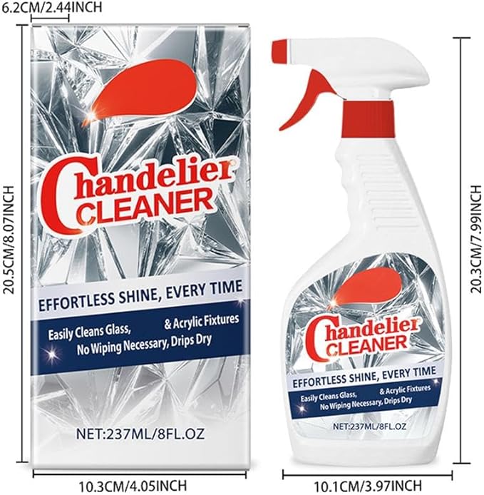 Chandelier Cleaner Spray – No Wipe Crystal & Brass Cleaner for Chandeliers, Drip-Dry Formula, Safe for Glass, Silk Plants, and Dark Crystals – Fast Dusting & Streak-Free Cleaning 1 Pcs