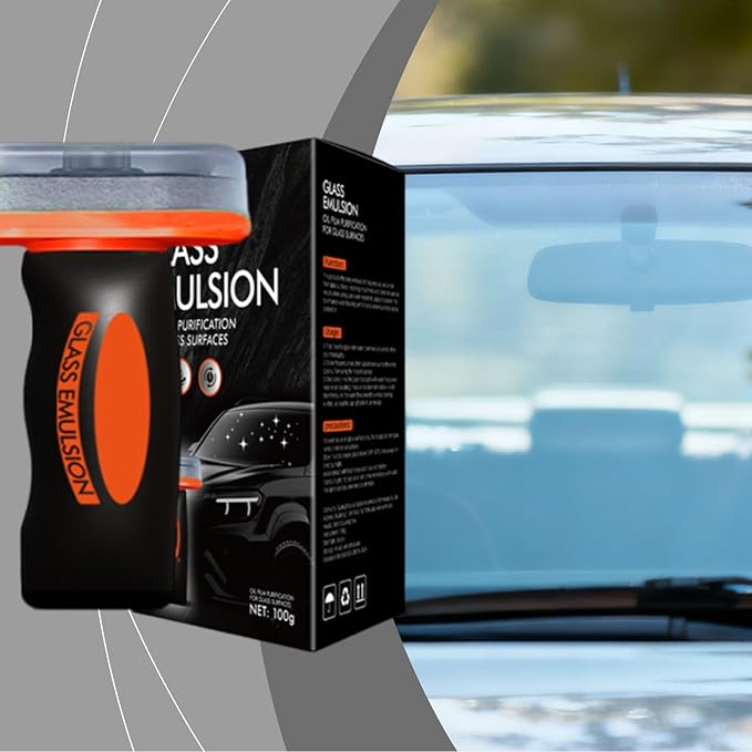 Q4 Glass Guard, 3 Pcs Glass Emulsion Cleaner, Windshield Oil Film Remover, Oil Film Cleaning Brush For Car Windows (2pcs)
