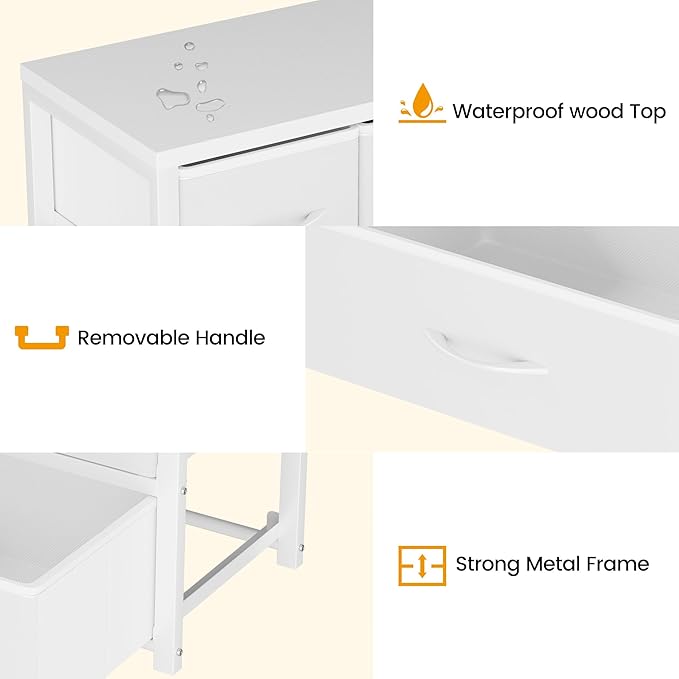 Homeiju Stackable 3-Drawer Fabric Dresser with Waterproof Wood Top – Closet Organizer & Storage Drawers for Bedroom, Modern Metal Frame Design (2 Tier-2 Pack)