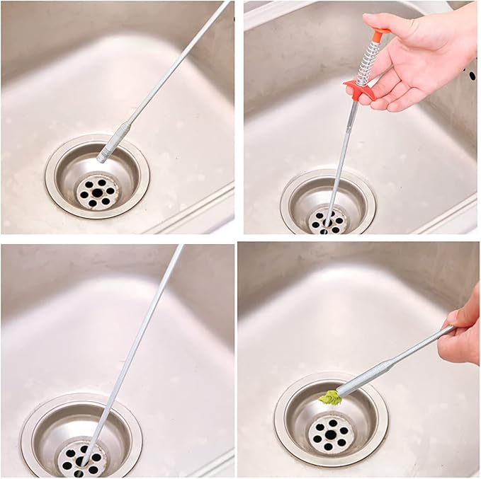 79 Inch Grabberable Pick-Up Tool 4 Claws-Spring Pipeline Dredge Hook Cleaner Retractable Sink Drain Clog Remover for Tube Drain Cleaning