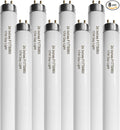 24 Inch F17T8/865 Fluorescent Bulb Daylight 6500K, 17 Watt T8 Light Bulb, 2 Foot Fluorescent Light Bulb, 1460 lumens, G13 Medium Bi-Pin Cap 8 Pack