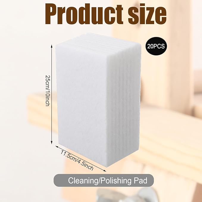 20 Pieces White Scrubbing Pad Non Scratch Scouring Pads Non Woven Scouring Sponge Multipurpose Abrasive Multi Surface Scrubber for Cleaning Polishing(4.5 x 9.8 Inch)