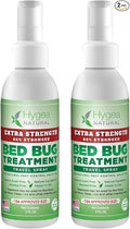 Hygea Natural Extra Strength Bed Bug & Mite Natural Travel Spray - TSA Approved Size - Child & Pet Friendly - Stain & Odor Free - for Hotel, Suitcase, Backpack, Shoes - 66% Stronger Formula(2pk, 3 oz)