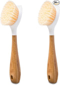Full Circle Be Good-Bamboo Handle Dish Brush–Sustainable Kitchen Cleaning with Tough Bristles-Natural Dish Scrubber,Nonstick & Cast Iron Cleaner-Long Handle Brush for Dishes,Pots, & Pans,White-24 Pack