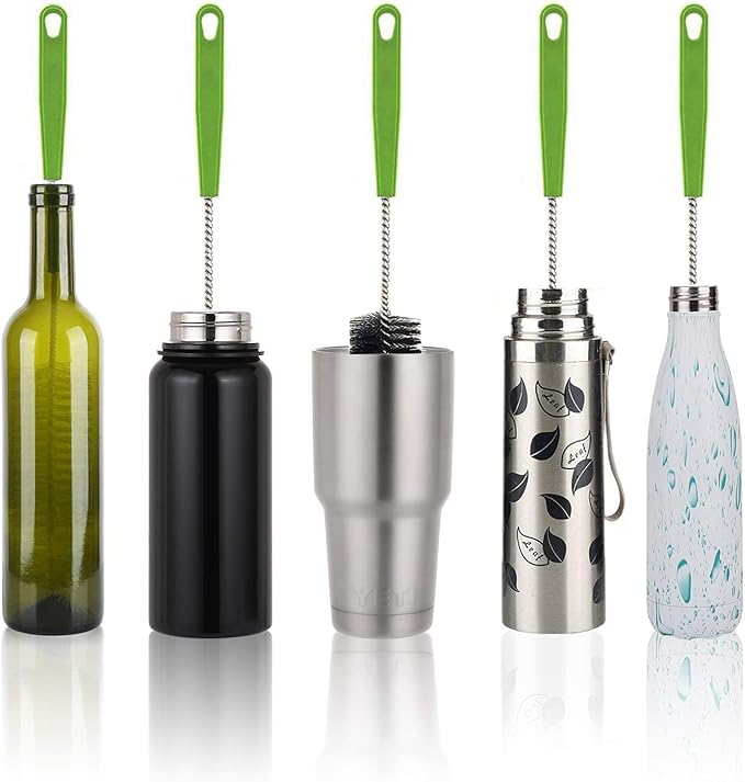 Long Bottle Brush, 17 in Bendable Cleaner Brushes for Cleaning Neck Beer Bottles, Wine, Baby Bottles, Water Bottles, Tumblers, Flask, Bird Feeder, Vase and Brewing Supplies black/2Pack