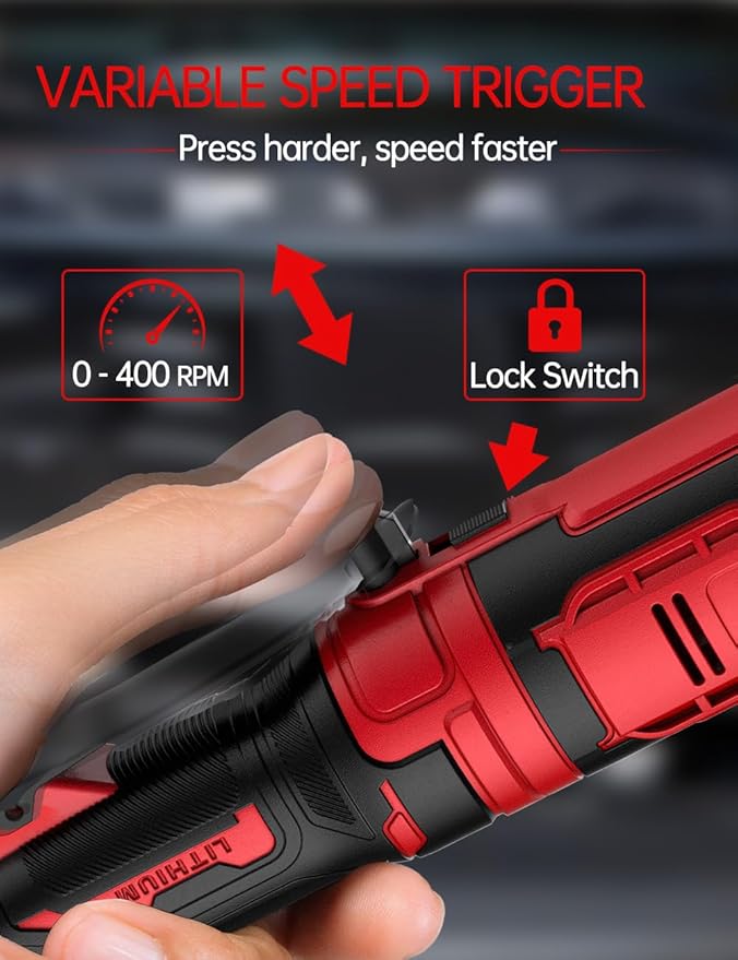 1/2 Inch Cordless Ratchet Wrench, for Milwaukee M18 Battery, 88Ft-Lbs, 0-400RPM, Electric Ratchet Wrench Set with Variable Speed Trigger, Reinforced Head, R&F Switch, 7 Sockets, 3/8" to 1/4" Adapter